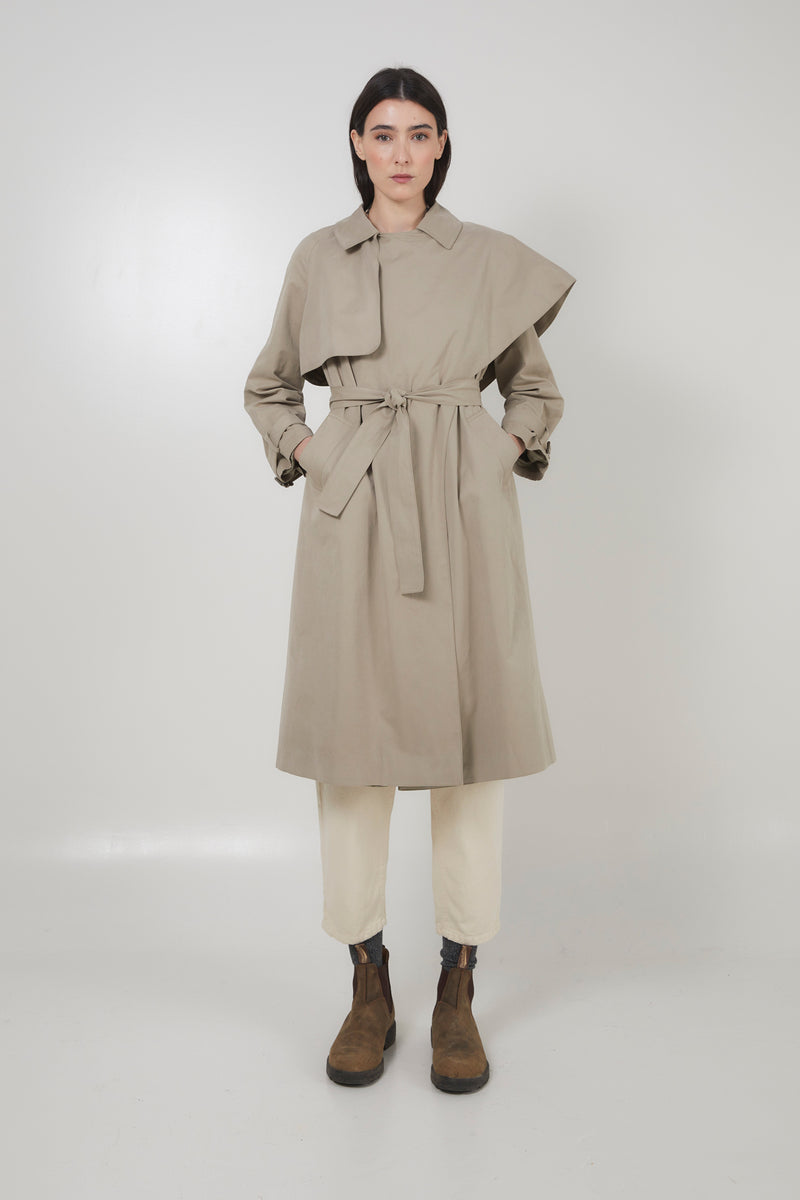 CAPE RAIN TAUPE TRENCH COAT