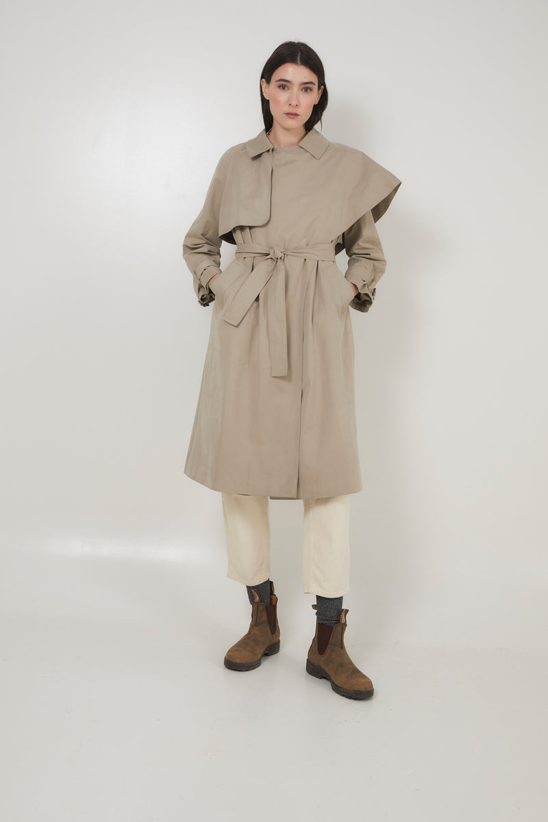 CAPE RAIN TAUPE TRENCH COAT