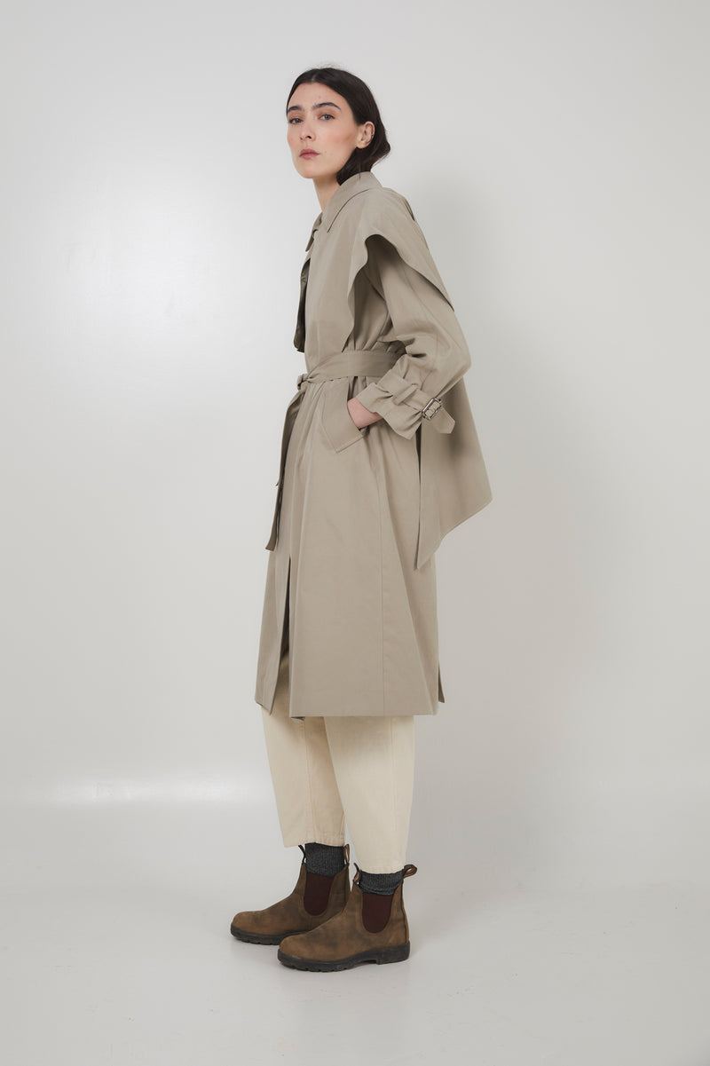 CAPE RAIN TAUPE TRENCH COAT