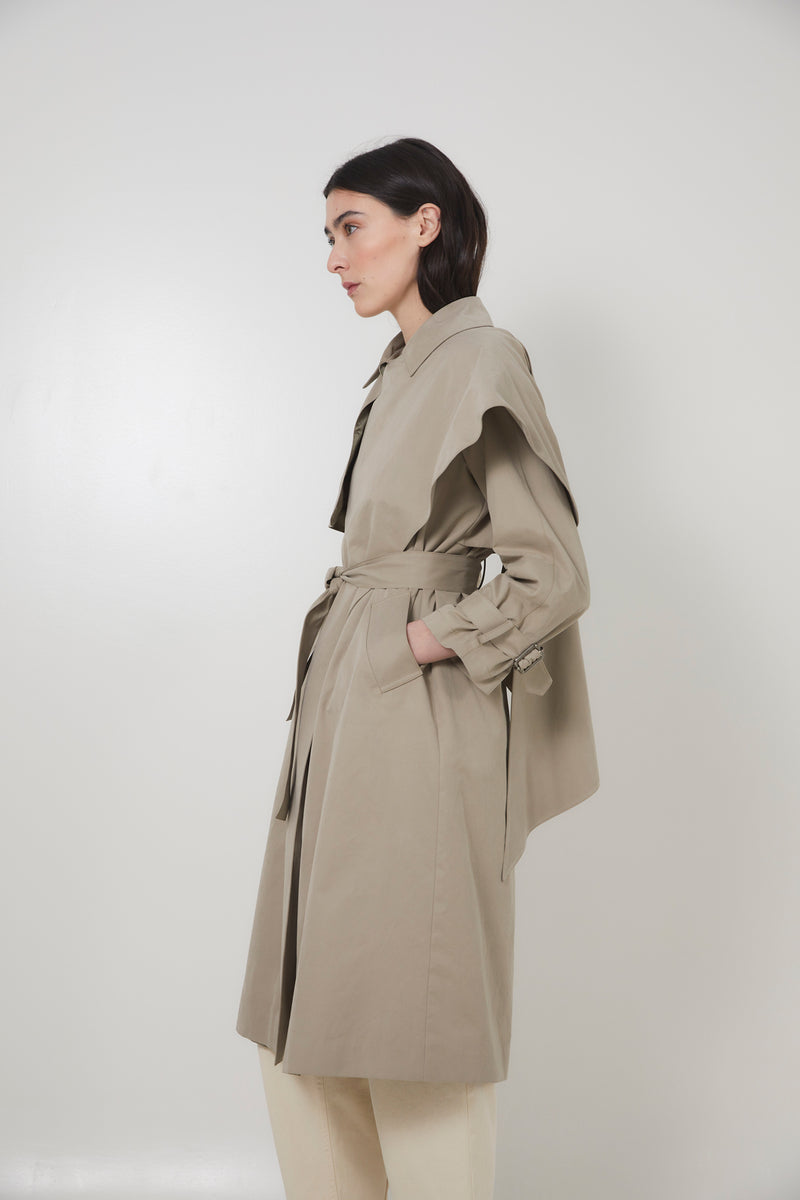 CAPE RAIN TAUPE TRENCH COAT