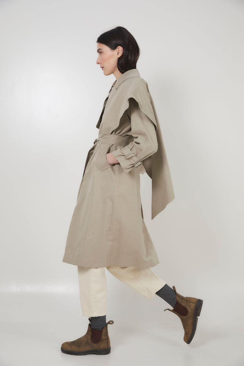 CAPE RAIN TAUPE TRENCH COAT