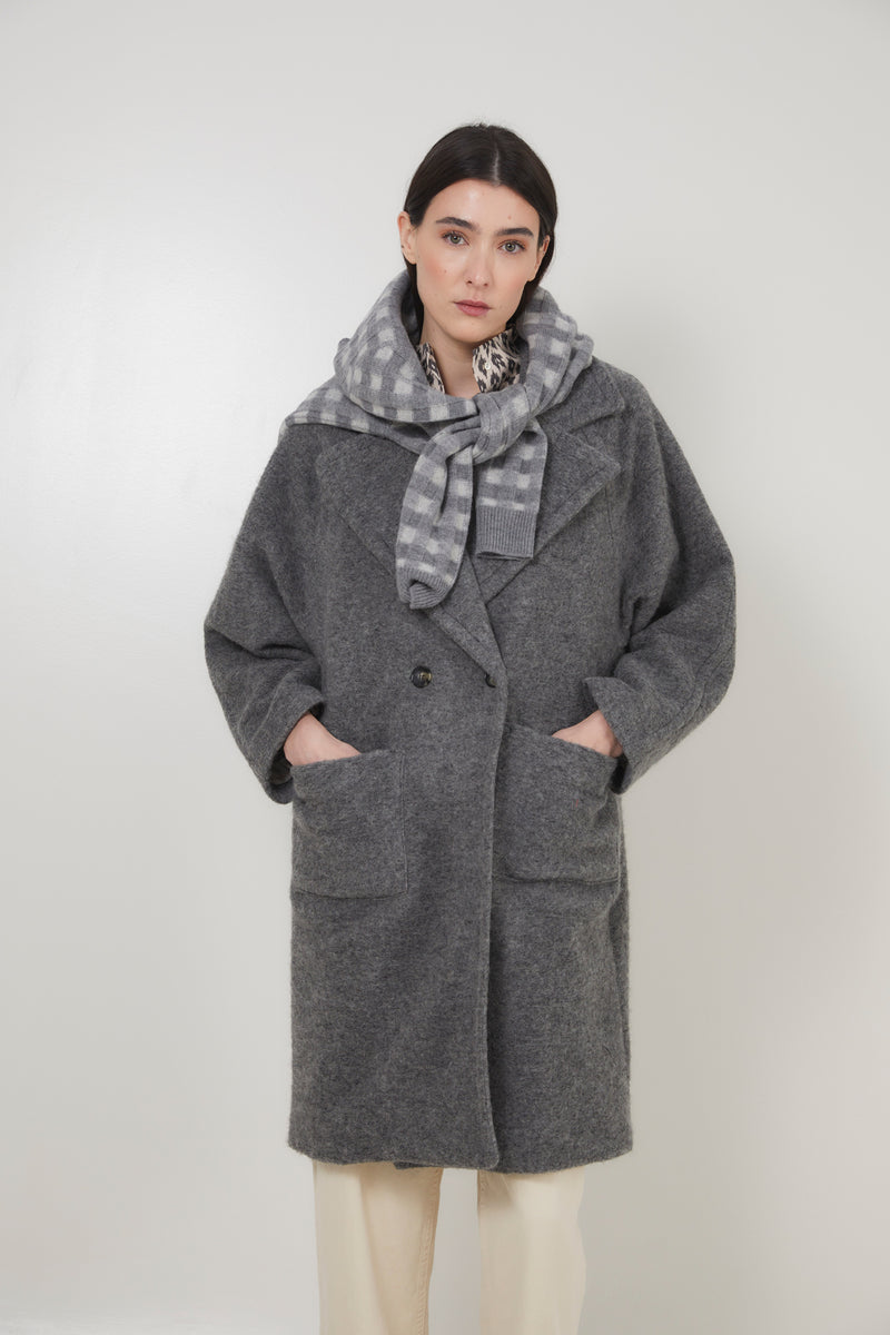 MANTEAU RANGLAN MOAIRE GRIS