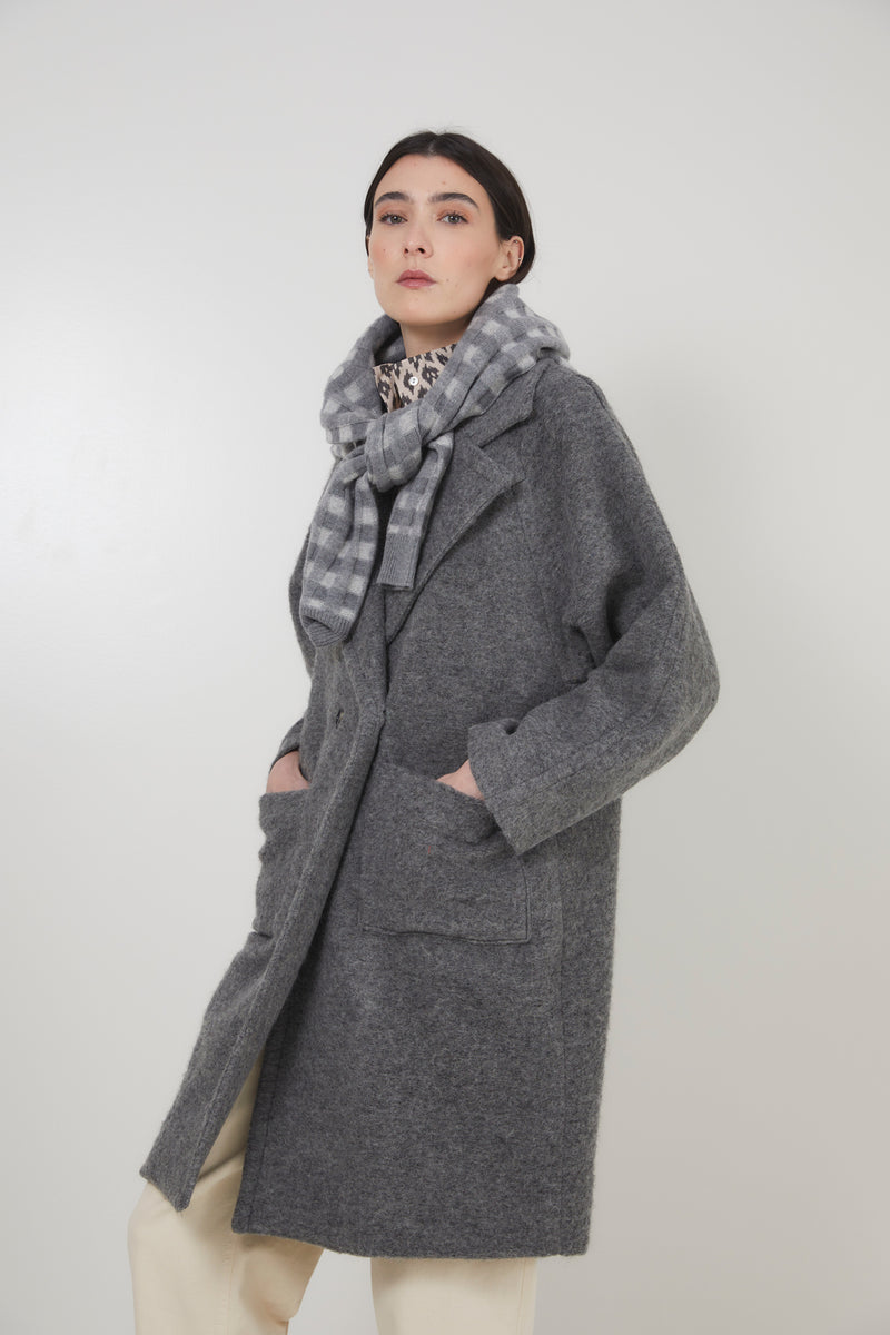 MANTEAU RANGLAN MOAIRE GRIS