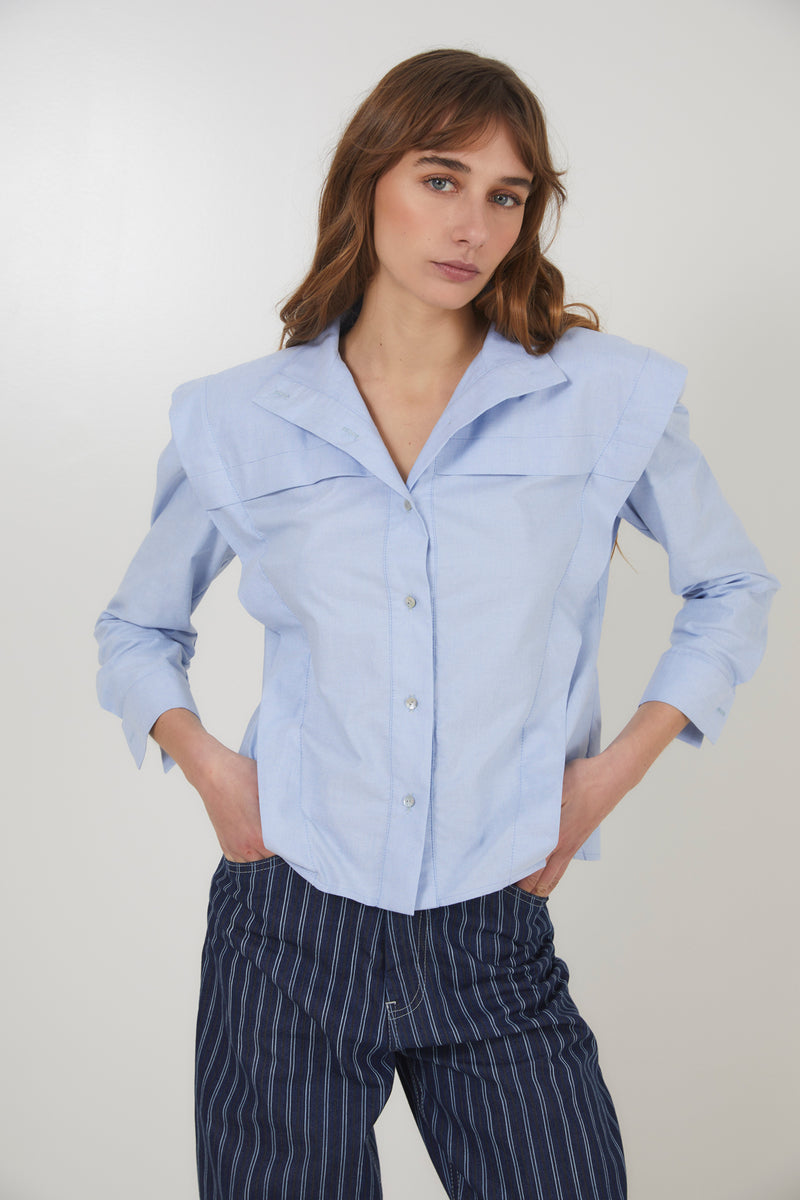 BLOUSE FONTI OXFORD BLEU