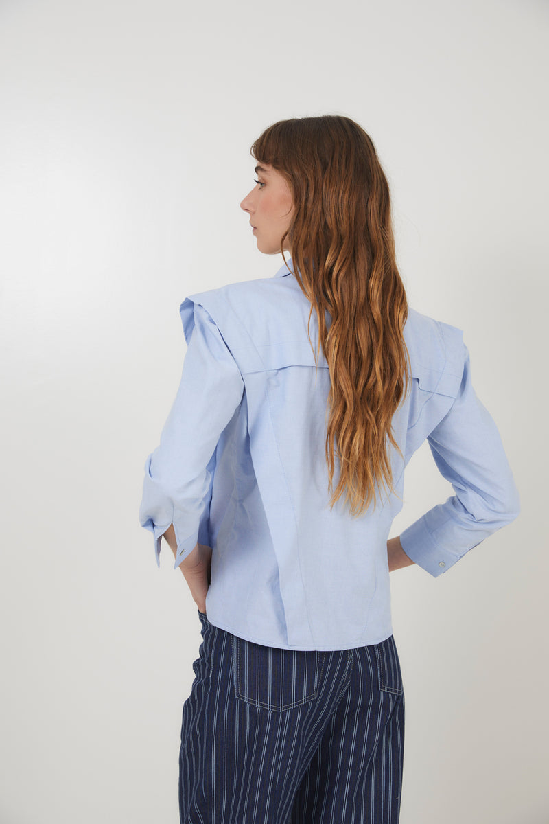 BLUSA FONTI OXFORD AZUL