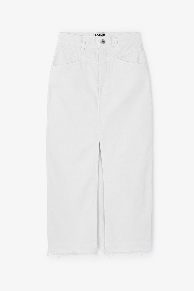 JUPE EN DENIM SERGÉ ÉCRU