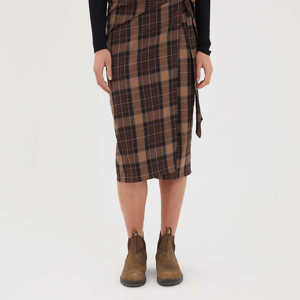 Brown plaid hotsell pencil skirt