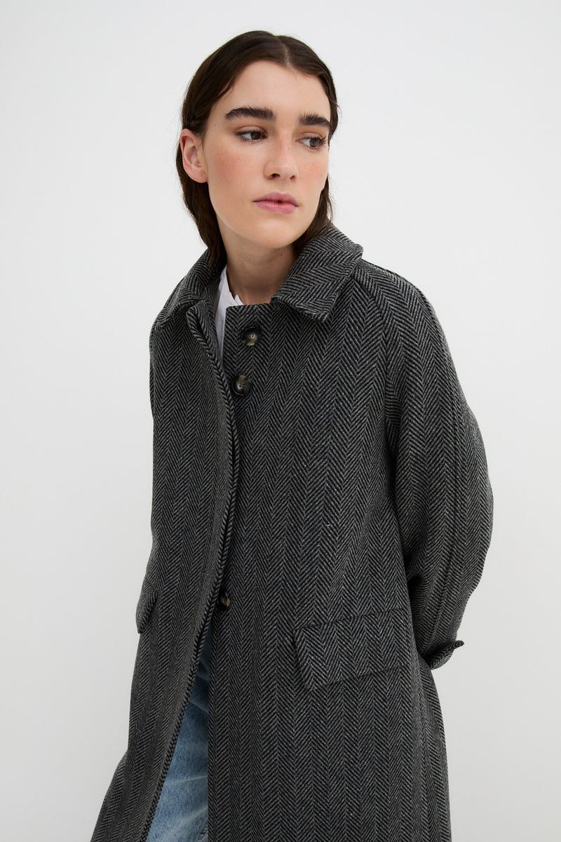 MANTEAU OXFORD GRIS ESPIGON