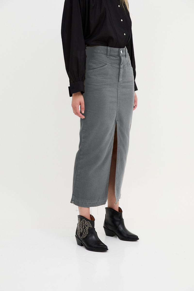 DENIM TWILL GREY SKIRT