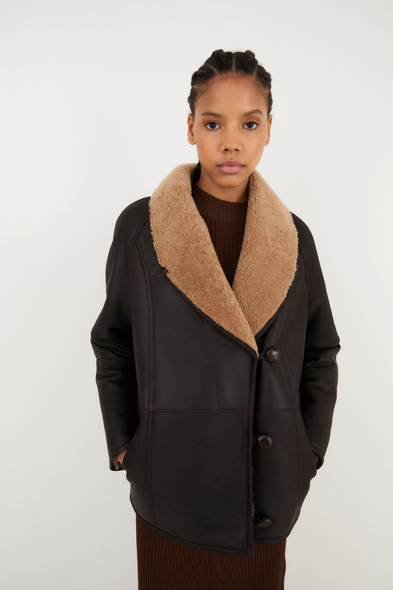 MANTEAU LAPONIA FOURRURE CHOCOLAT