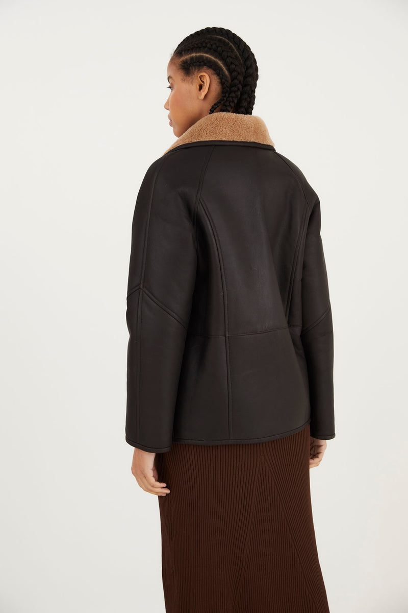 MANTEAU LAPONIA FOURRURE CHOCOLAT