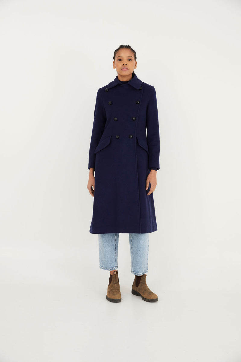 MANTEAU CARMEN TISSU MARINE