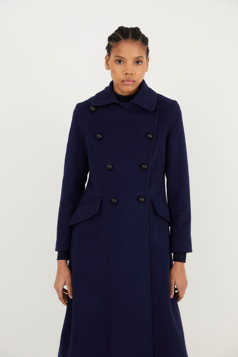 MANTEAU CARMEN TISSU MARINE