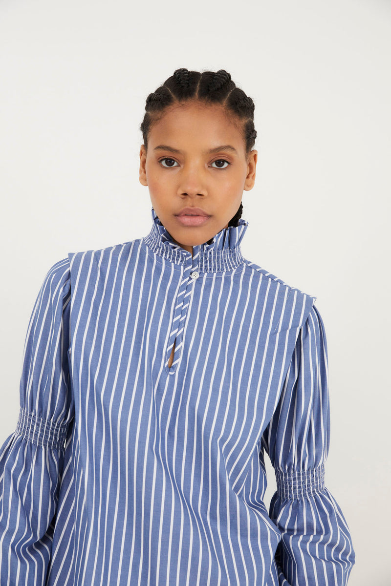 BLOUSE À RAYURES BLEUES