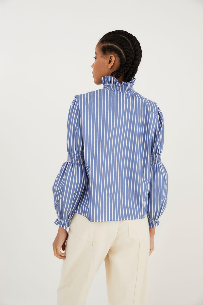 BLOUSE À RAYURES BLEUES