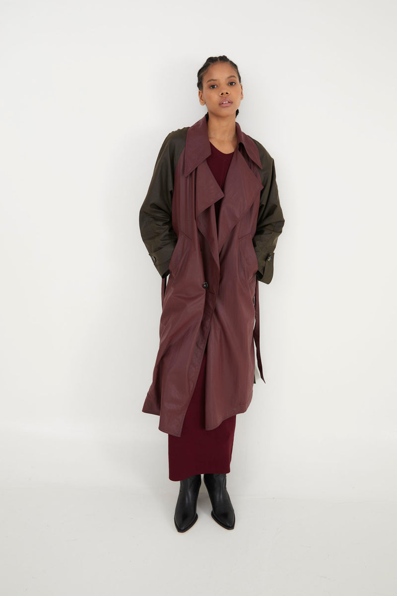 TRENCH MORGANA MIX PLUIE BURGUNDY