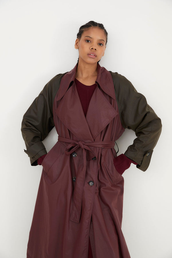 TRENCH MORGANA MIX PLUIE BURGUNDY