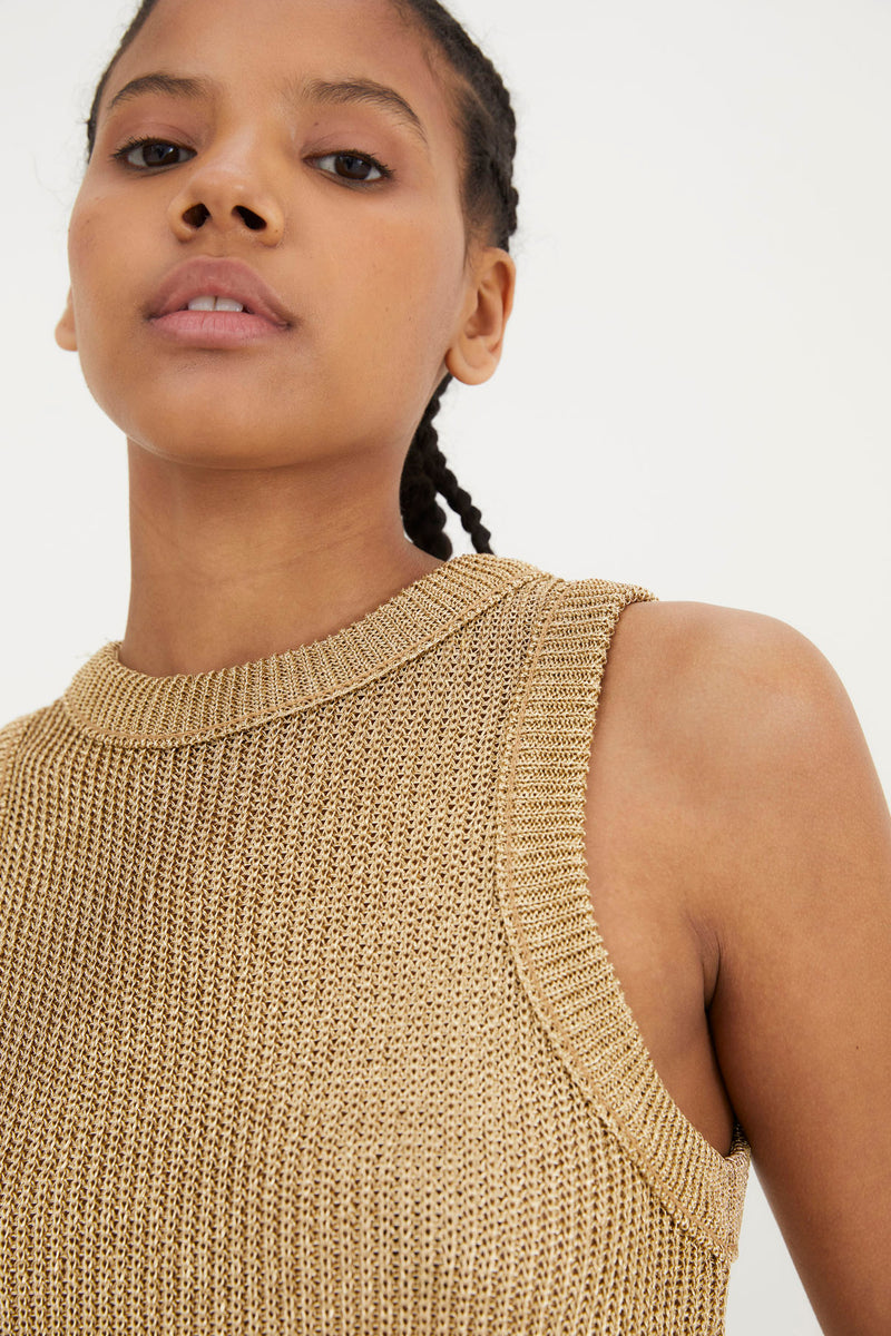 HALTER KNITTED GOLDEN TOP