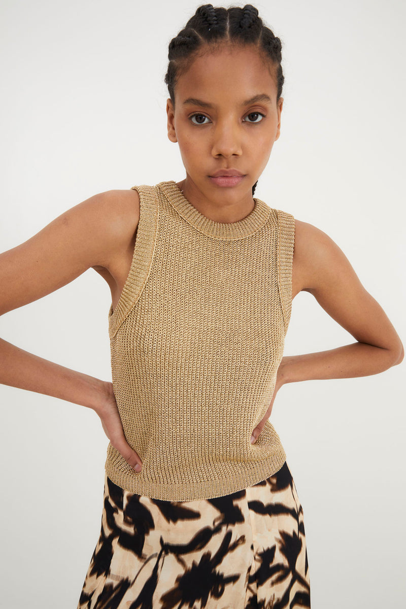 HALTER KNITTED GOLDEN TOP