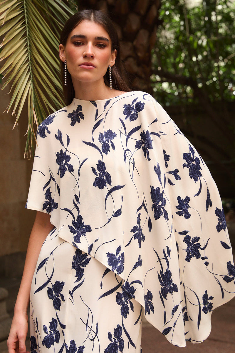 GAUZE ORCHID NAVY CAPE