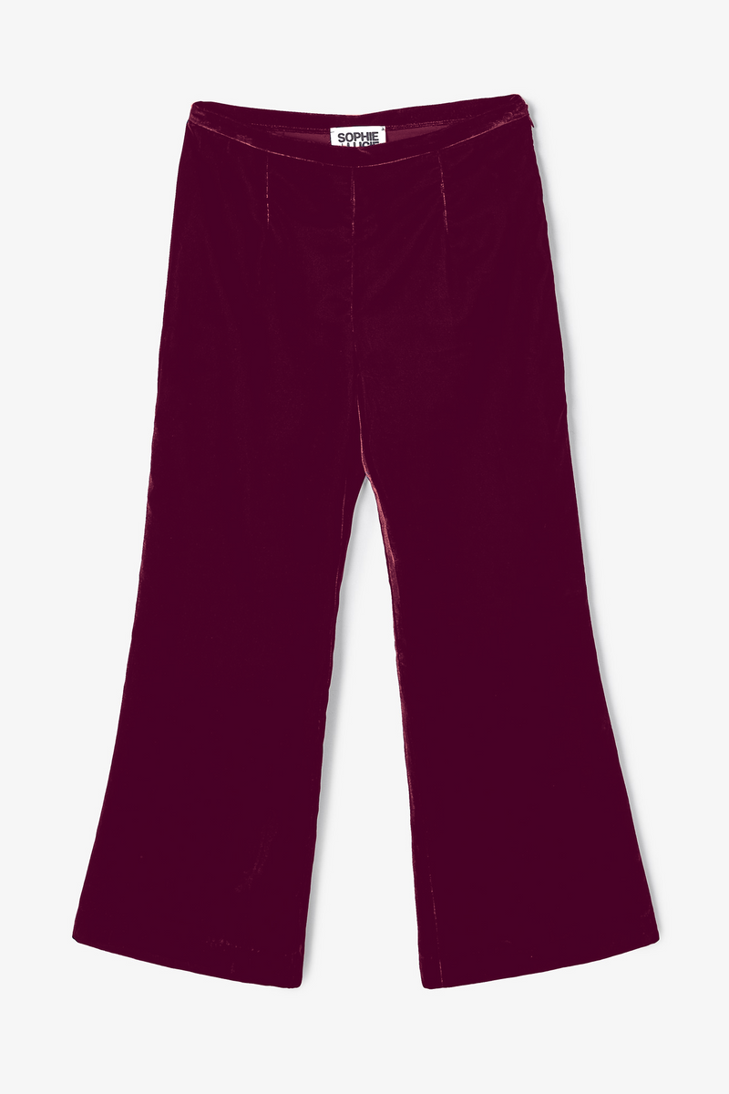 CROP VELVET PLUM TROUSERS