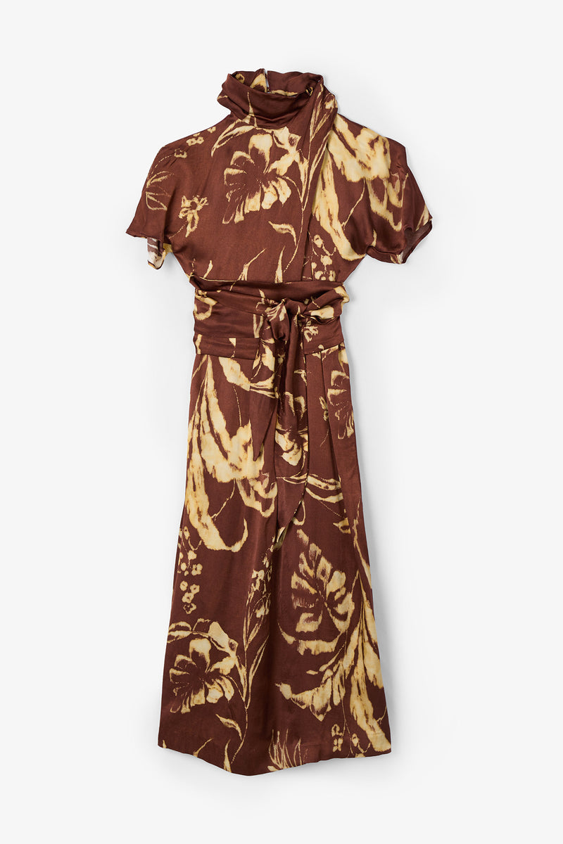 ROBE À ÉPAULEMENT POSITIONNÉ BRUN