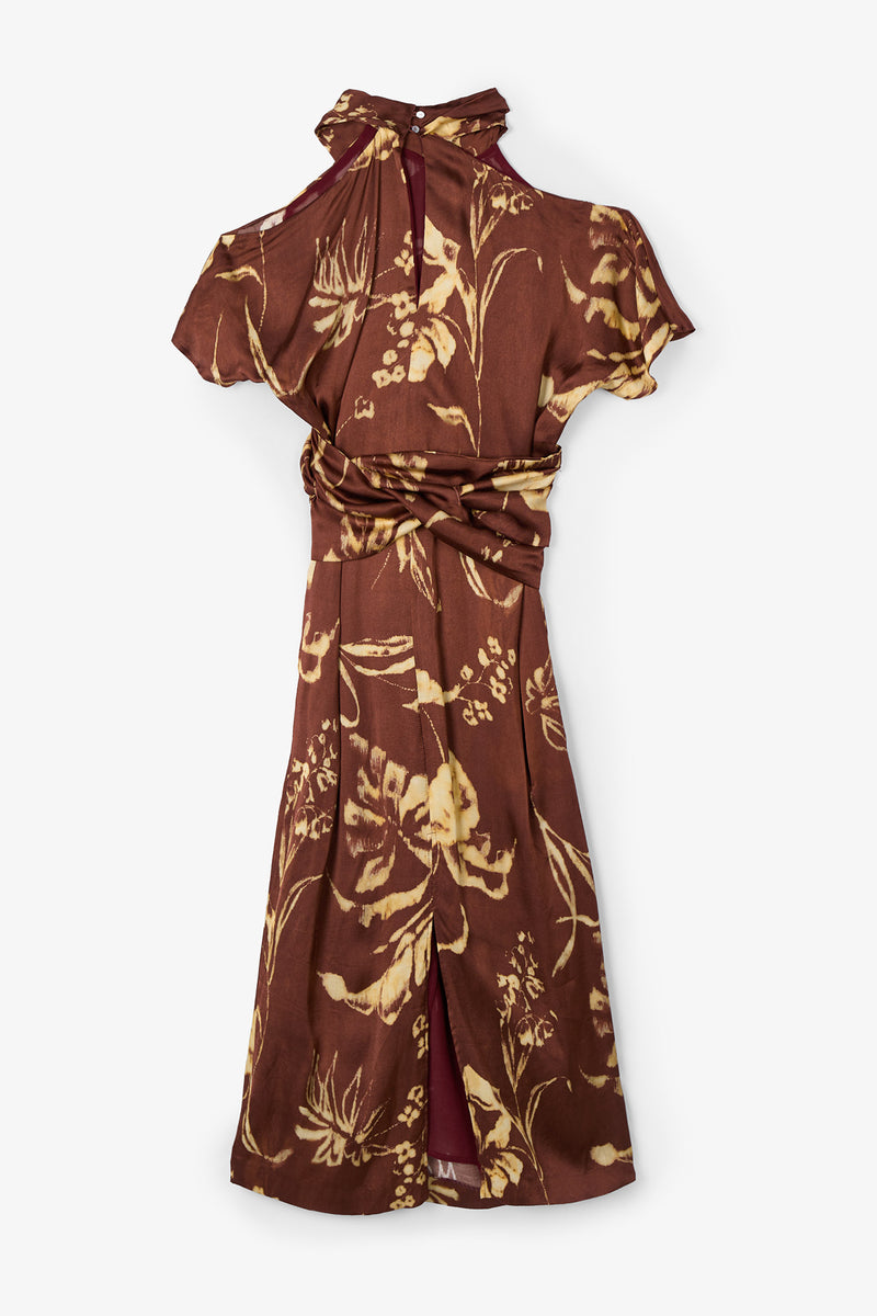 POSITIONAL SHOULDER BROWN DRESS