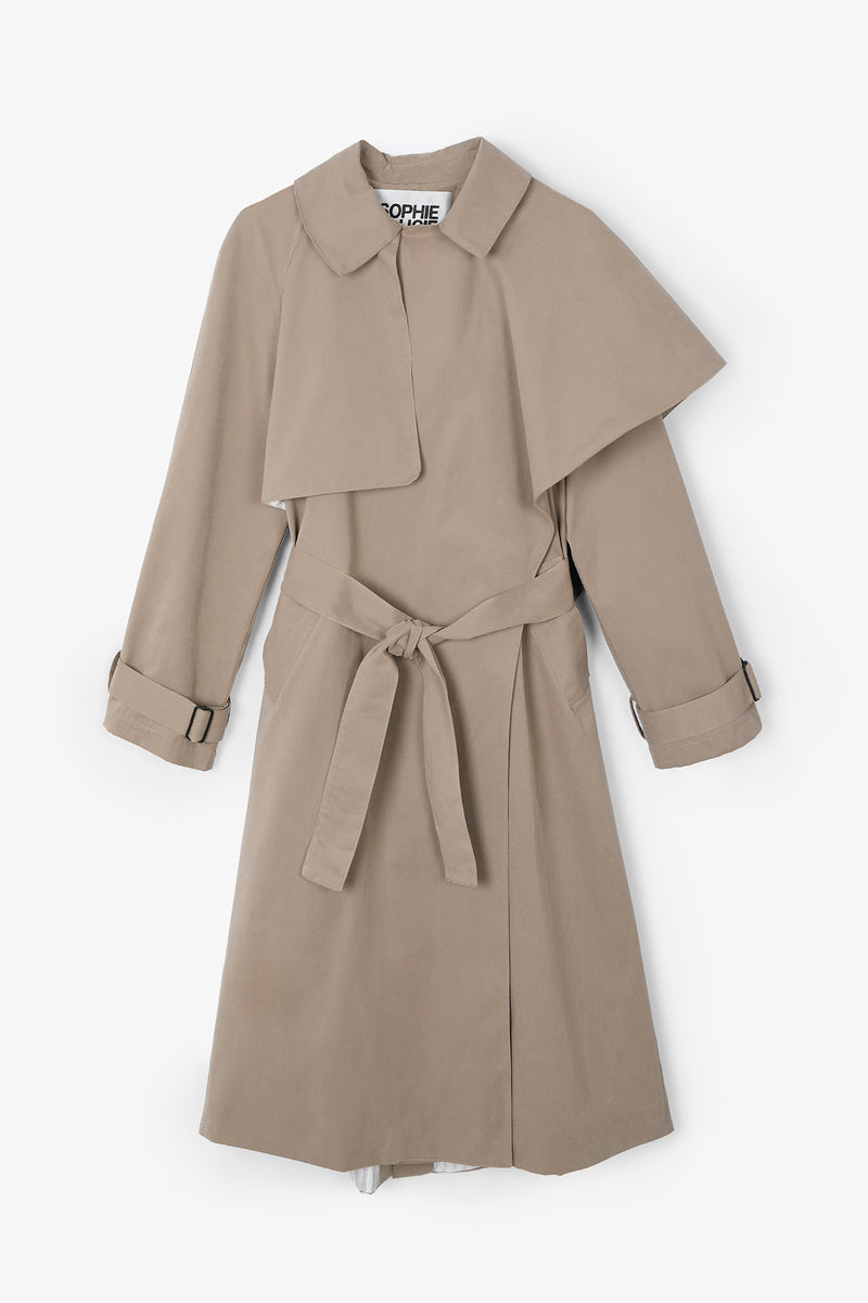 CAPE RAIN TAUPE TRENCH COAT