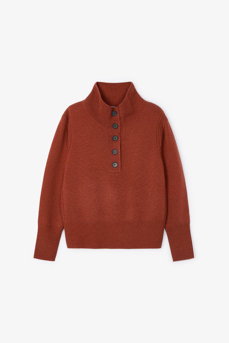 BUTTON KNITTED TERRACOTTA JUMPER