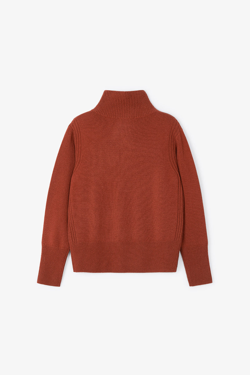 BUTTON KNITTED TERRACOTTA JUMPER