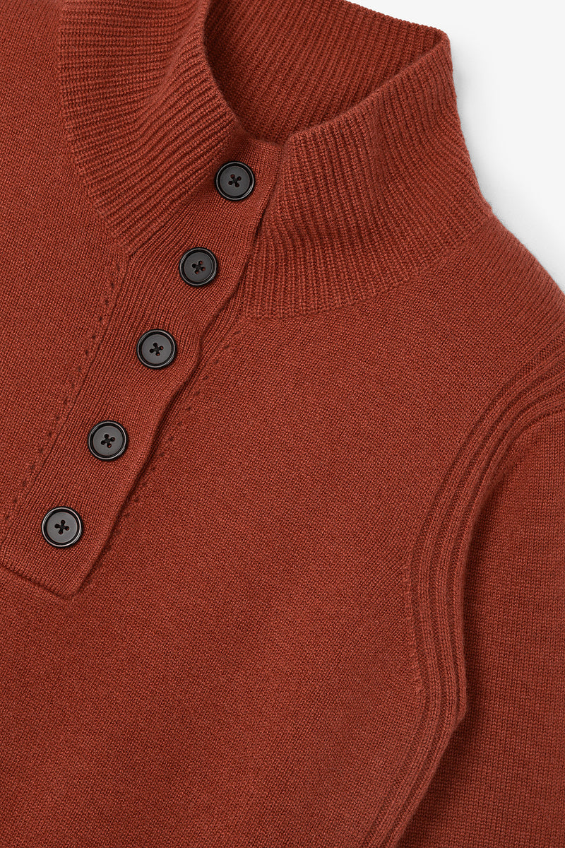 BUTTON KNITTED TERRACOTTA JUMPER