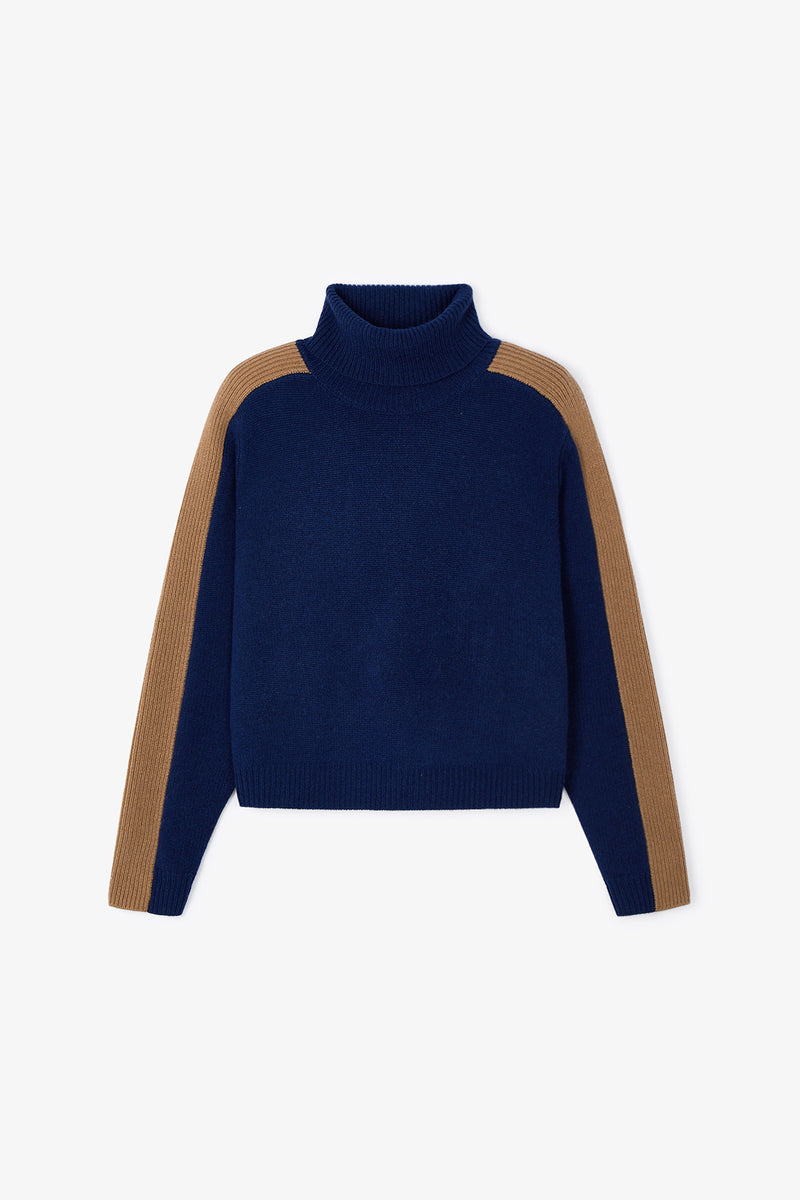 LINE KNITTED NAVY JUMPER