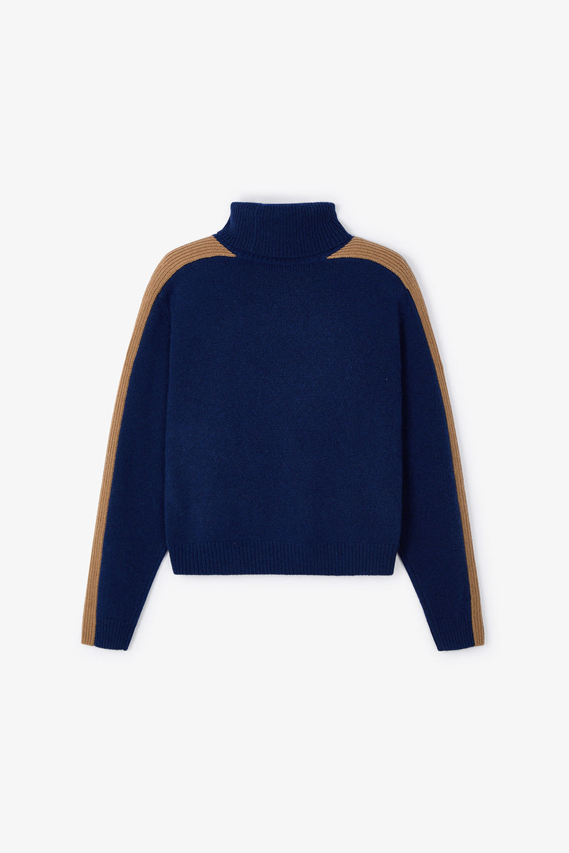 LINE KNITTED NAVY JUMPER