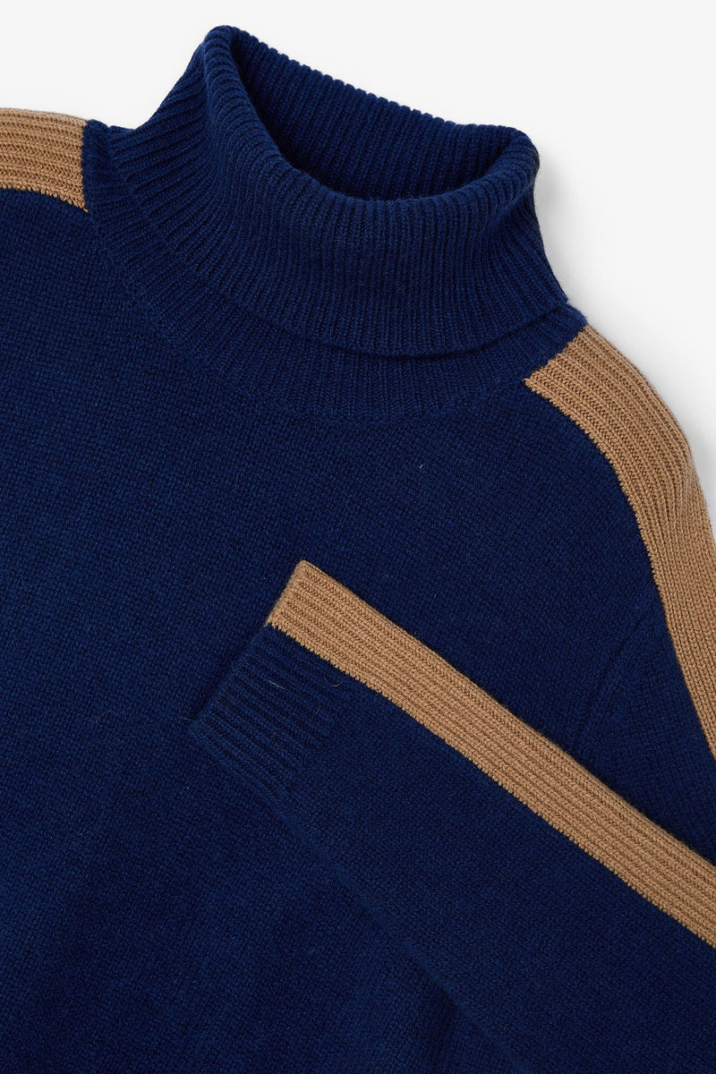 LINE KNITTED NAVY JUMPER