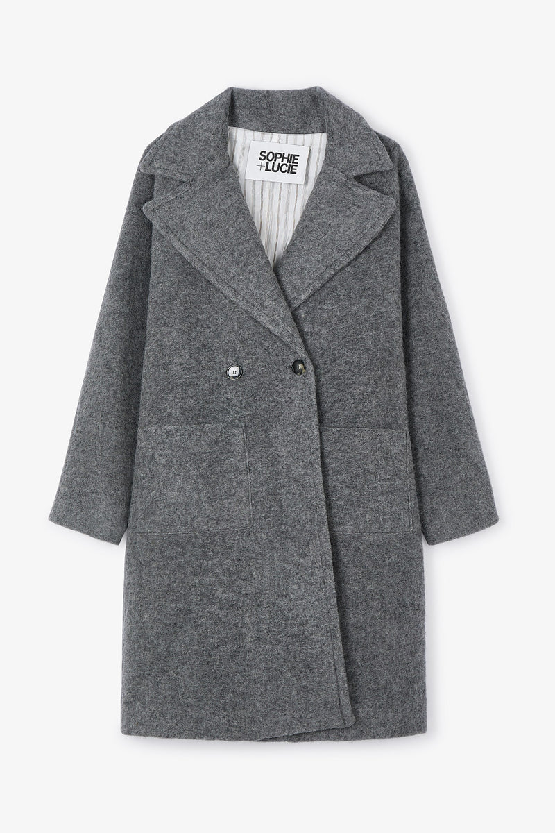 MANTEAU RANGLAN MOAIRE GRIS