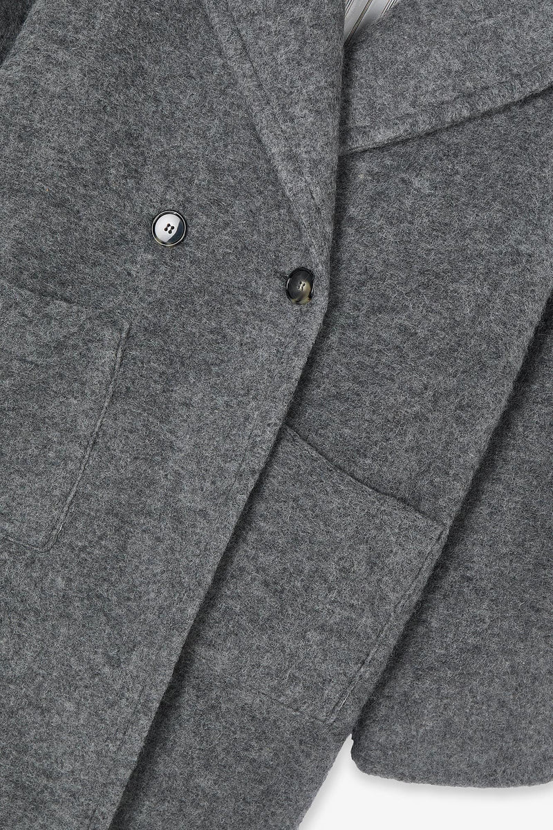 MANTEAU RANGLAN MOAIRE GRIS