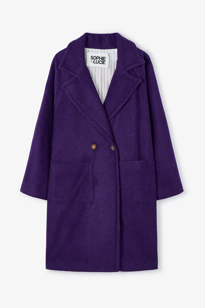 MANTEAU MOAIRE RANGLAN VIOLET