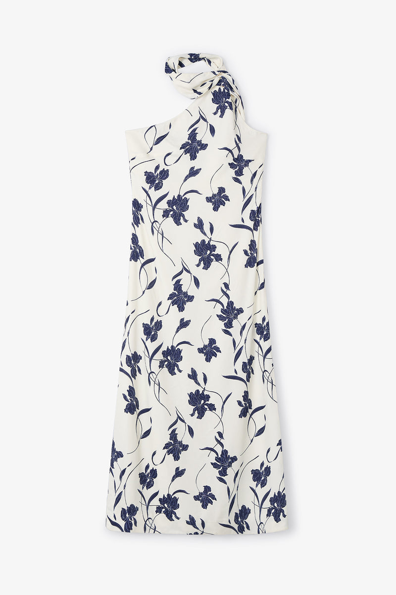 ORCHID HALTER NAVY DRESS