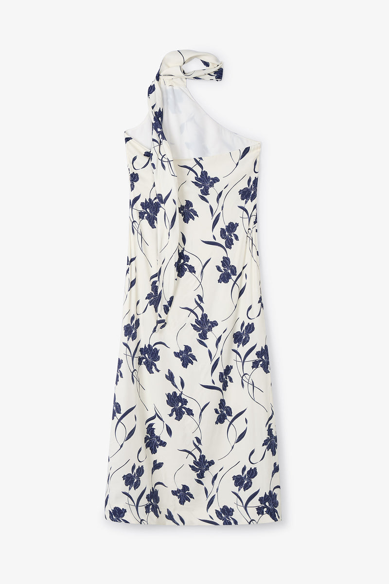 ORCHID HALTER NAVY DRESS