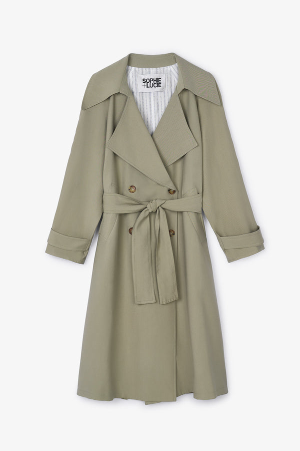 MORGANA DIAGONAL KHAKI TRENCH COAT