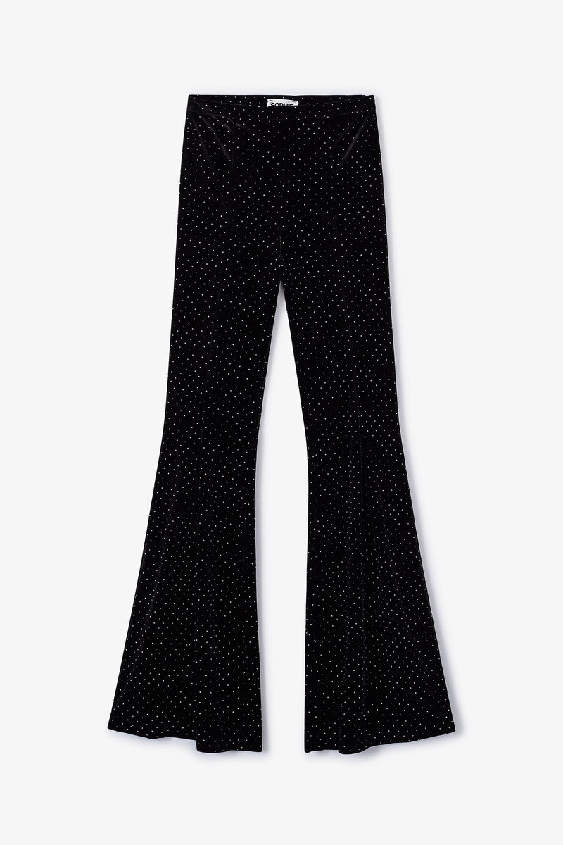 VELVET PLEATED STUDS TROUSERS