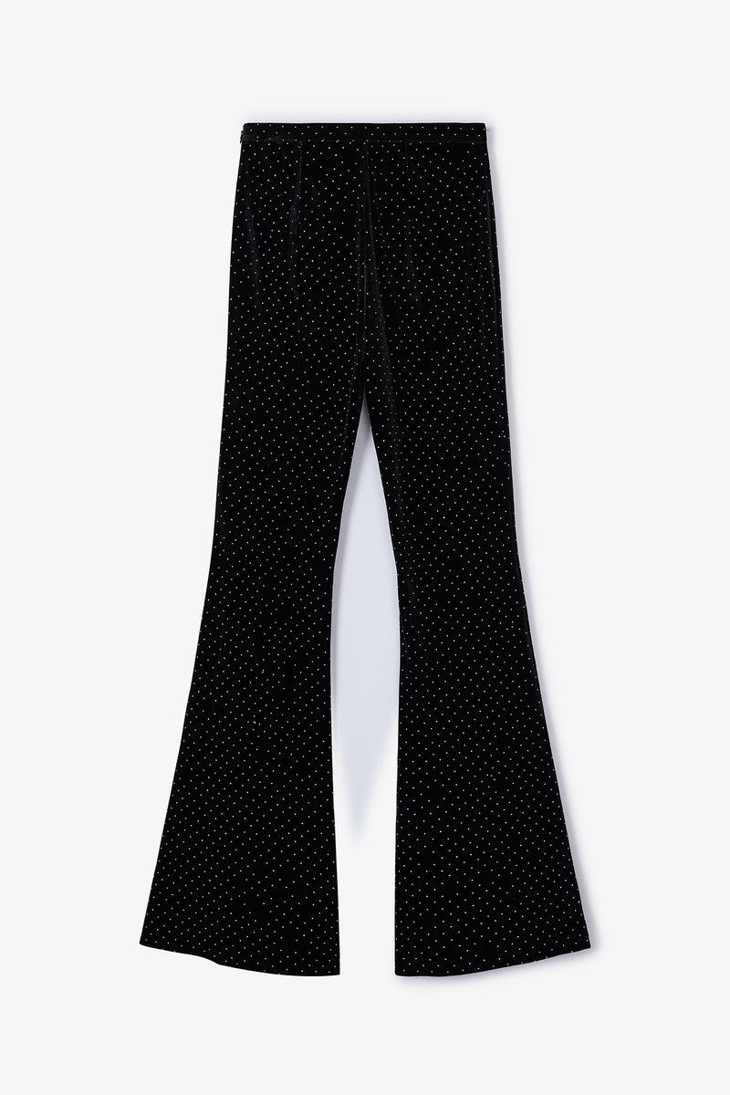 VELVET PLEATED STUDS TROUSERS